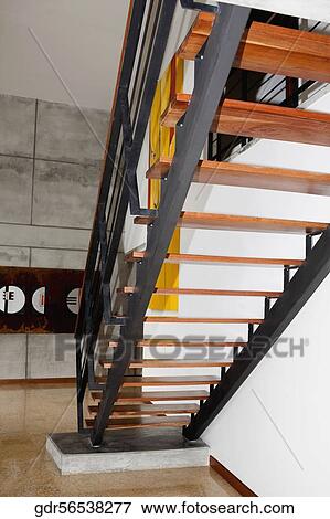 Staircase in a house View Large Photo Image Stock Photo - Staircase in a house. Fotosearch