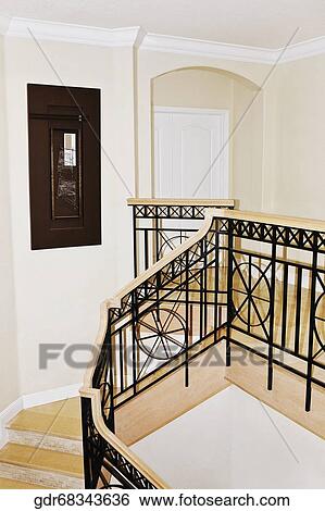 Staircase in a house View Large Photo Image Stock Photograph - Staircase in a house. Fotosearch