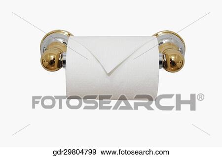 Stock Photo - Toilet paper roll on a holder. Fotosearch