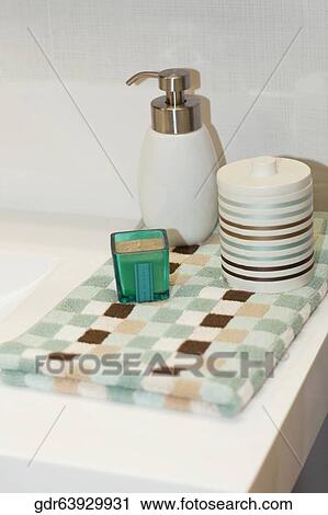 Toiletries in the bathroom View Large Photo Image Stock Image - Toiletries in the bathroom. Fotosearch