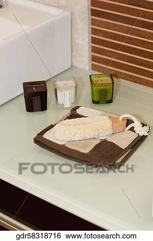 Toiletries in the bathroom View Large Photo Image Stock Photograph - Toiletries in the bathroom. Fotosearch