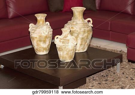 Stock Photo - Vases in a living room. Fotosearch