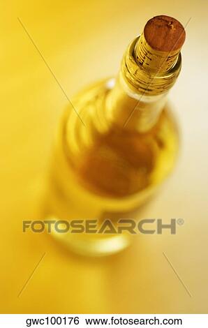 Stock Photograph - High angle view of a wine bottle. Fotosearch