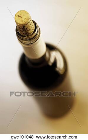 High angle view of a wine bottle View Large Photo Image Stock Photo - High angle view of a wine bottle. Fotosearch