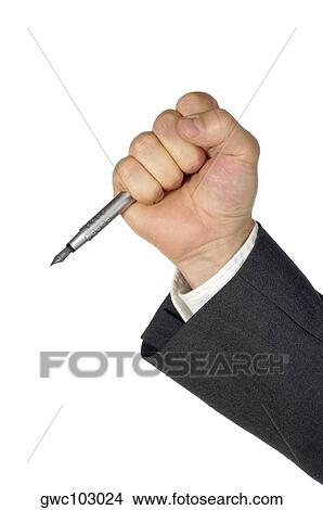 Picture - Close-up of a businessman holding a pen. Fotosearch