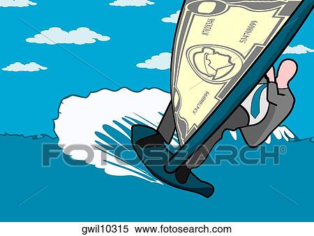 Businessman riding a surfboard View Large Illustration Stock Illustration - Businessman riding a surfboard. Fotosearch