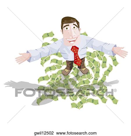 Drawing - Portrait of a businessman smiling with his arms outstretched. Fotosearch