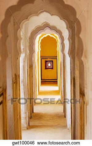 Arched corridor in a palace, City Palace Complex, City Palace, Jaipur, Rajasthan, India View Large Photo Image Stock Photograph - Arched corridor in a palace, City Palace Complex, City Palace, Jaipur, Rajasthan, India. Fotosearch