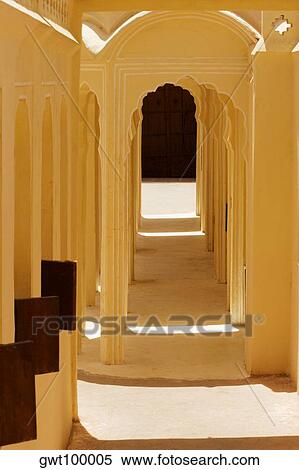 Arched corridors in a palace, City Palace Complex, City Palace, Jaipur, Rajasthan, India View Large Photo Image Stock Photography - Arched corridors in a palace, City Palace Complex, City Palace, Jaipur, Rajasthan, India. Fotosearch