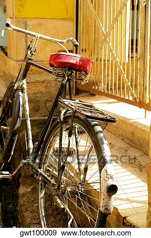 Close-up of a bicycle, Jaisalmer, Rajasthan, India View Large Photo Image Stock Photo - Close-up of a bicycle, Jaisalmer, Rajasthan, India. Fotosearch