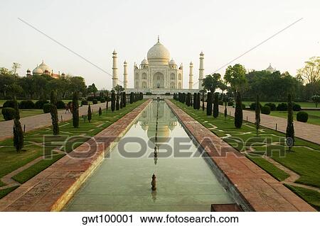Stock Image - Facade of a monument, Taj Mahal, Agra, Uttar Pradesh, India. Fotosearch
