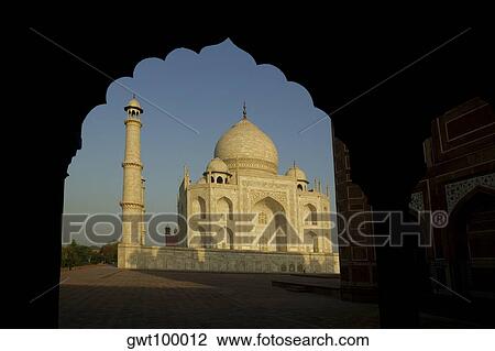 Stock Image - Facade of a monument, Taj Mahal, Agra, Uttar Pradesh, India. Fotosearch