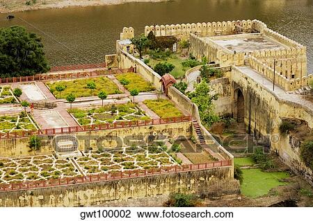 High angle view of a garden, Amber Fort, Jaipur, Rajasthan, India View Large Photo Image Stock Image - High angle view of a garden, Amber Fort, Jaipur, Rajasthan, India. Fotosearch