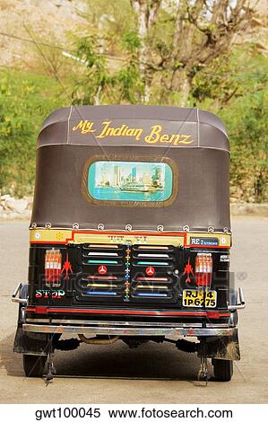 Rear view of a rickshaw, Jaipur, Rajasthan, India View Large Photo Image Stock Photography - Rear view of a rickshaw, Jaipur, Rajasthan, India. Fotosearch
