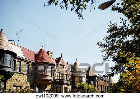 Low angle view of apartment buildings, Washington DC, USA View Large Photo Image Stock Photo - Low angle view of apartment buildings, Washington DC, USA. Fotosearch