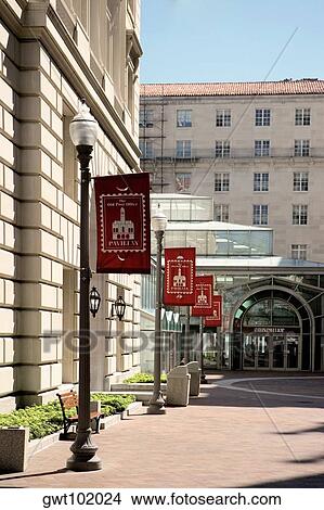 Picture - Street lampposts on the sidewalk, Washington DC, USA. Fotosearch