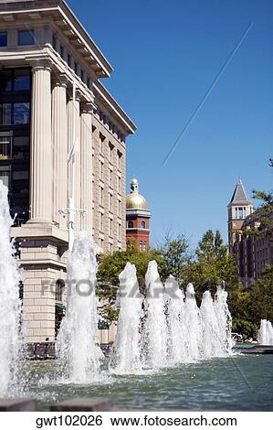 Water fountain in front of a building, Washington DC, USA View Large Photo Image Stock Photograph - Water fountain in front of a building, Washington DC, USA. Fotosearch