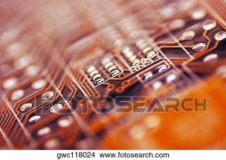 Picture - Close-up of a computer chip. Fotosearch
