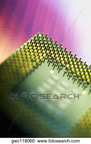 Stock Image - Close-up of a computer chip. Fotosearch