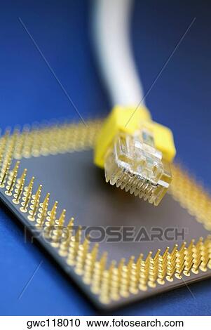 Close-up of a computer chip with a network cable View Large Photo Image Stock Image - Close-up of a computer chip with a network cable. Fotosearch