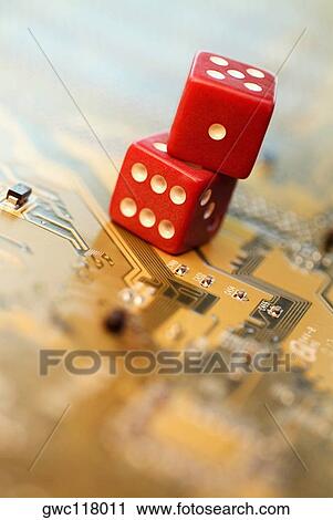 Close-up of two dice on a circuit board View Large Photo Image Stock Image - Close-up of two dice on a circuit board. Fotosearch