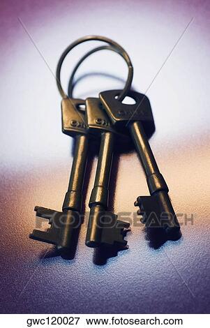 Close-up of three keys on a key ring View Large Photo Image Stock Photo - Close-up of three keys on a key ring. Fotosearch