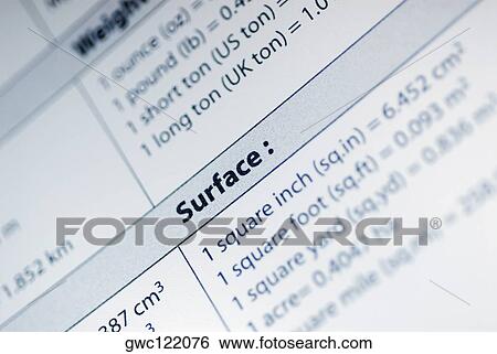 Stock Photograph - Close-up of a conversion table. Fotosearch