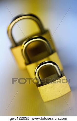 Close-up of three padlocks View Large Photo Image Stock Photography - Close-up of three padlocks. Fotosearch