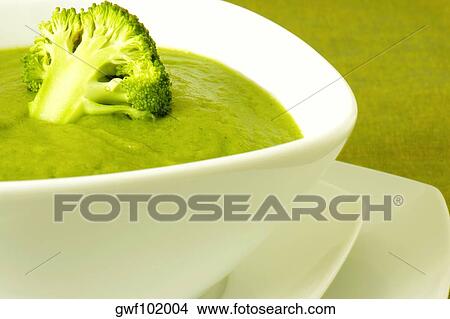 Close-up of a bowl of broccoli soup View Large Photo Image Picture - Close-up of a bowl of broccoli soup. Fotosearch