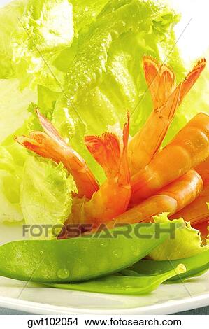 Picture - Close-up of shrimp and vegetable salad. Fotosearch