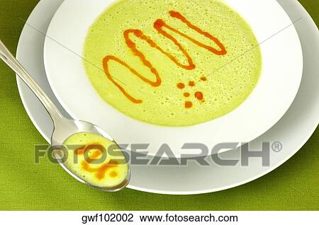 Stock Image - High angle view of a bowl of soup. Fotosearch
