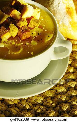 High angle view of a cup of soup View Large Photo Image Stock Photo - High angle view of a cup of soup. Fotosearch