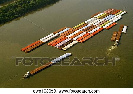 Aerial view of grain barges on the river, Mississippi River, New Orleans, Louisiana, USA View Large Photo Image Stock Photo - Aerial view of grain barges on the river, Mississippi River, New Orleans, Louisiana, USA. Fotosearch