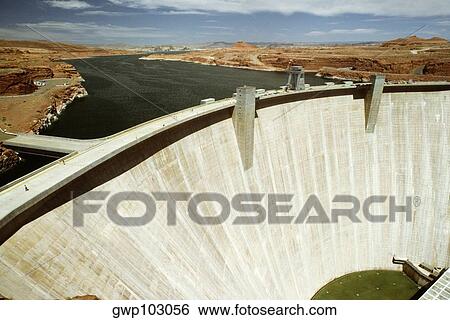 High angle view of a dam, Glen Canyon Dam, Arizona, Utah, USA View Large Photo Image Stock Photograph - High angle view of a dam, Glen Canyon Dam, Arizona, Utah, USA. Fotosearch