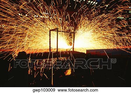 Hot saw cutting steel beams, Illinois, USA View Large Photo Image Stock Photo - Hot saw cutting steel beams, Illinois, USA. Fotosearch