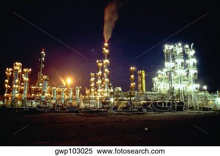 Petrochemical plant lit up at night, Salvador, Brazil View Large Photo Image Stock Photography - Petrochemical plant lit up at night, Salvador, Brazil. Fotosearch
