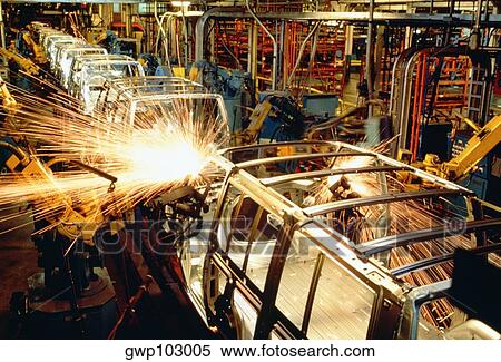 Robots welding automobile van bodies on an assembly line, Baltimore, Maryland, USA View Large Photo Image Stock Photography - Robots welding automobile van bodies on an assembly line, Baltimore, Maryland, USA. Fotosearch