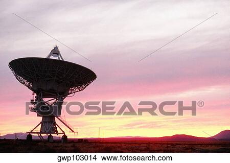 Silhouette of a radio telescope, New Mexico, USA View Large Photo Image Picture - Silhouette of a radio telescope, New Mexico, USA. Fotosearch