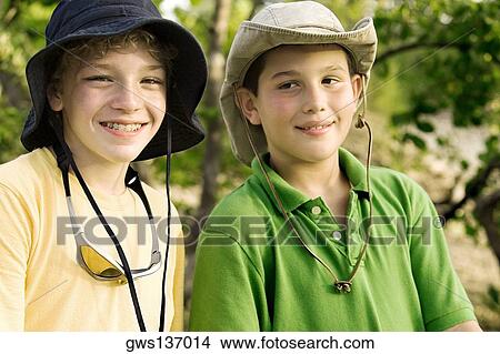 Picture - Close-up of two boys smiling. Fotosearch