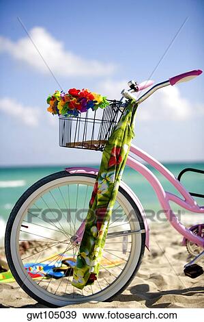 Close-up of a bicycle on the beach, Miami, Florida, USA View Large Photo Image Stock Photo - Close-up of a bicycle on the beach, Miami, Florida, USA. Fotosearch