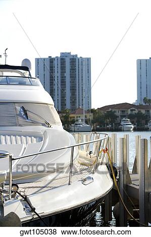 Close-up of a yacht moored at the harbor, Miami, Florida, USA View Large Photo Image Stock Photo - Close-up of a yacht moored at the harbor, Miami, Florida, USA. Fotosearch