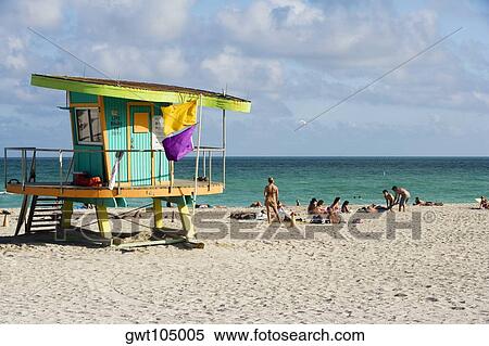 Lifeguard hut on the beach, South Beach, Miami, Florida, USA View Large Photo Image Stock Photography - Lifeguard hut on the beach, South Beach, Miami, Florida, USA. Fotosearch
