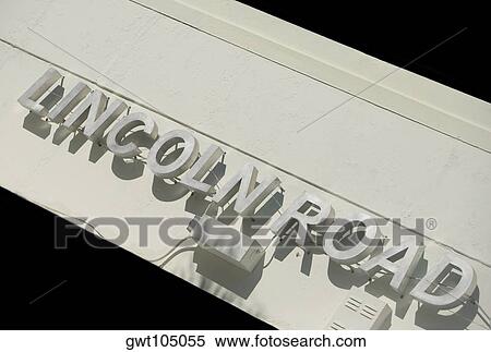 Stock Photography - Low angle view of text on a building, Miami, Florida, USA. Fotosearch