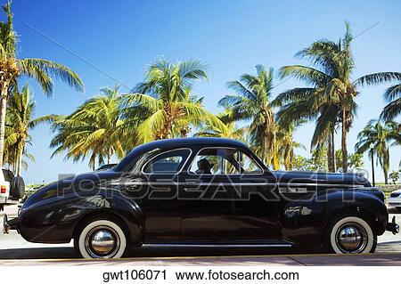 Close-up of a vintage car parked on the roadside, Miami, Florida, USA View Large Photo Image Stock Image - Close-up of a vintage car parked on the roadside, Miami, Florida, USA. Fotosearch