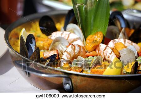 High angle view of seafood in a pan View Large Photo Image Stock Photo - High angle view of seafood in a pan. Fotosearch