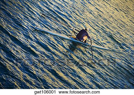 Rear view of a man kayaking, South Beach, Miami, Florida, USA View Large Photo Image Stock Image - Rear view of a man kayaking, South Beach, Miami, Florida, USA. Fotosearch
