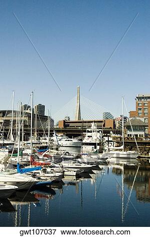 Boats docked at the harbor, Boston, Massachusetts, USA View Large Photo Image Stock Photo - Boats docked at the harbor, Boston, Massachusetts, USA. Fotosearch