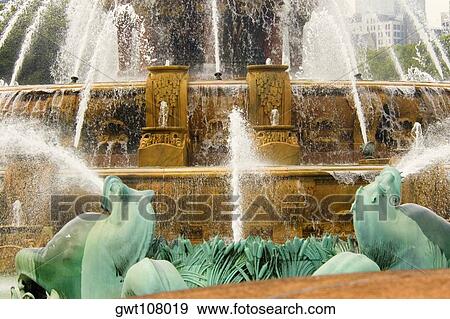 Close-up of a fountain, Clarence Buckingham Fountain, Chicago, Illinois, USA View Large Photo Image Stock Photo - Close-up of a fountain, Clarence Buckingham Fountain, Chicago, Illinois, USA. Fotosearch