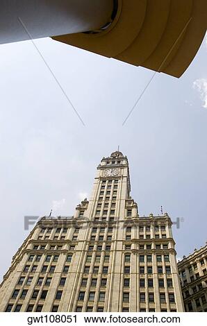 Low angle view of a building, Wrigley Building, Chicago, Illinois, USA View Large Photo Image Stock Image - Low angle view of a building, Wrigley Building, Chicago, Illinois, USA. Fotosearch
