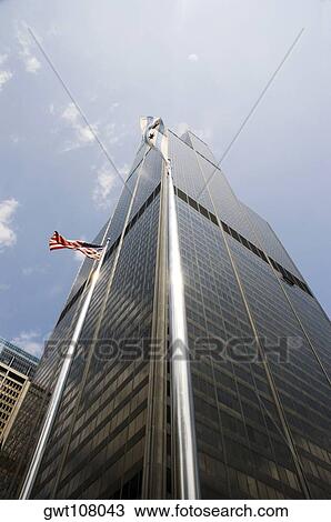 Low angle view of a skyscraper, Chicago, Illinois, USA View Large Photo Image Stock Image - Low angle view of a skyscraper, Chicago, Illinois, USA. Fotosearch